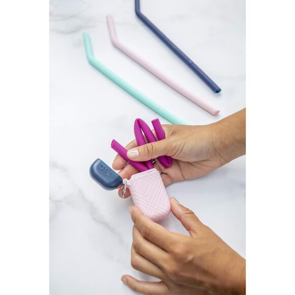 Ello Impact Silicone Fold & Store Straws with Carry Case, 4 Piece, June Breeze - Picture 5 of 10